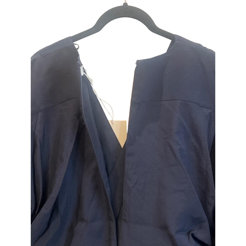 COS Navy Blue Wrap Midi Dress V Neck 3/4 Sleeve Elegant Size 12 - Picture 8 of 8